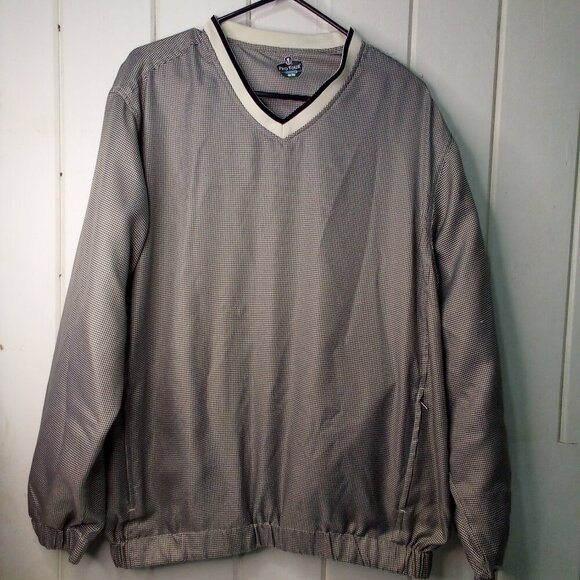 Pro Tour Pullover Jacket Windbreaker L Cool Play Lined Zip Pockets Plaid Black - Picture 1 of 15